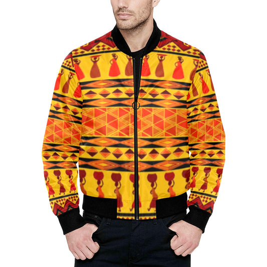 Kokorepublic Men's All Over Print Quilted Bomber Jacket(Model H33)