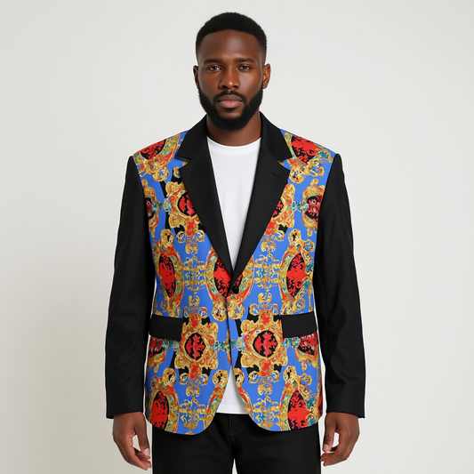 Nollywoodtrend Print Men's Casual Flat Lapel Collar Blazer | 245GSM Cotton