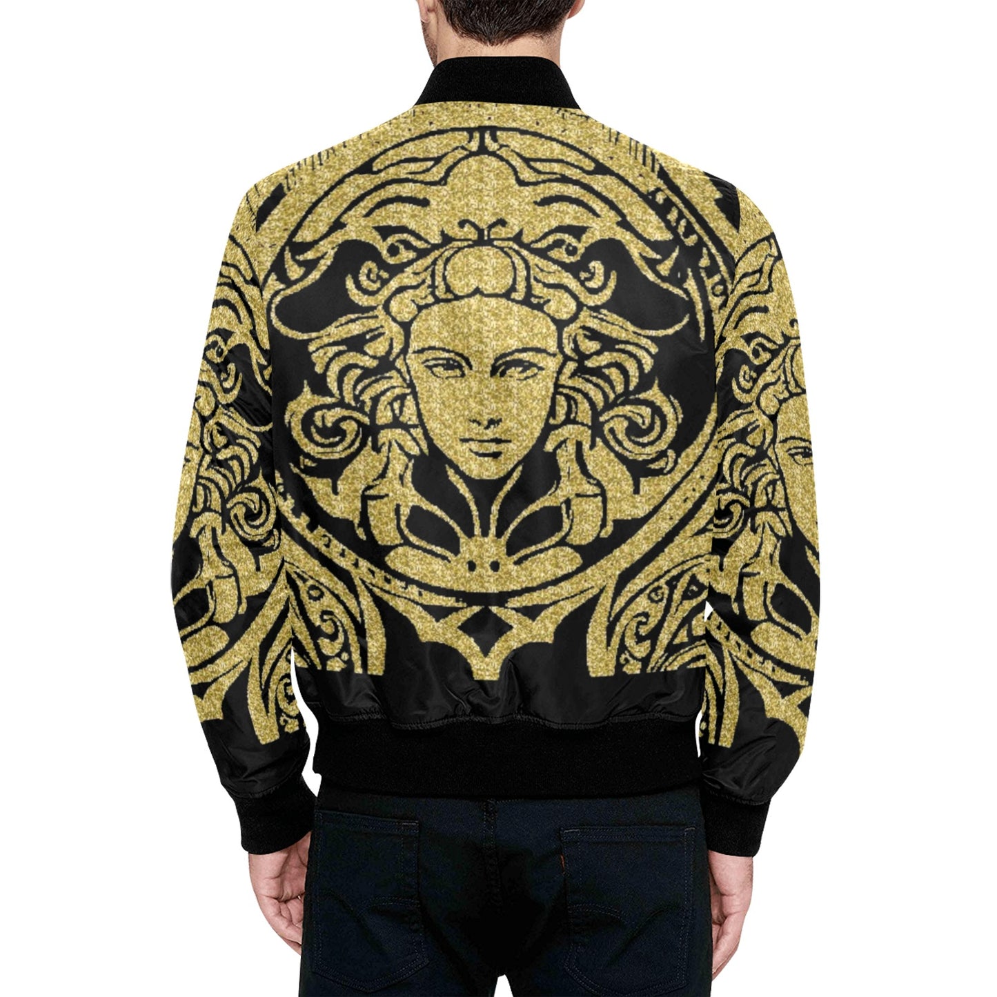 kokorepublic Men's All Over Print Quilted Bomber Jacket(Model H33)