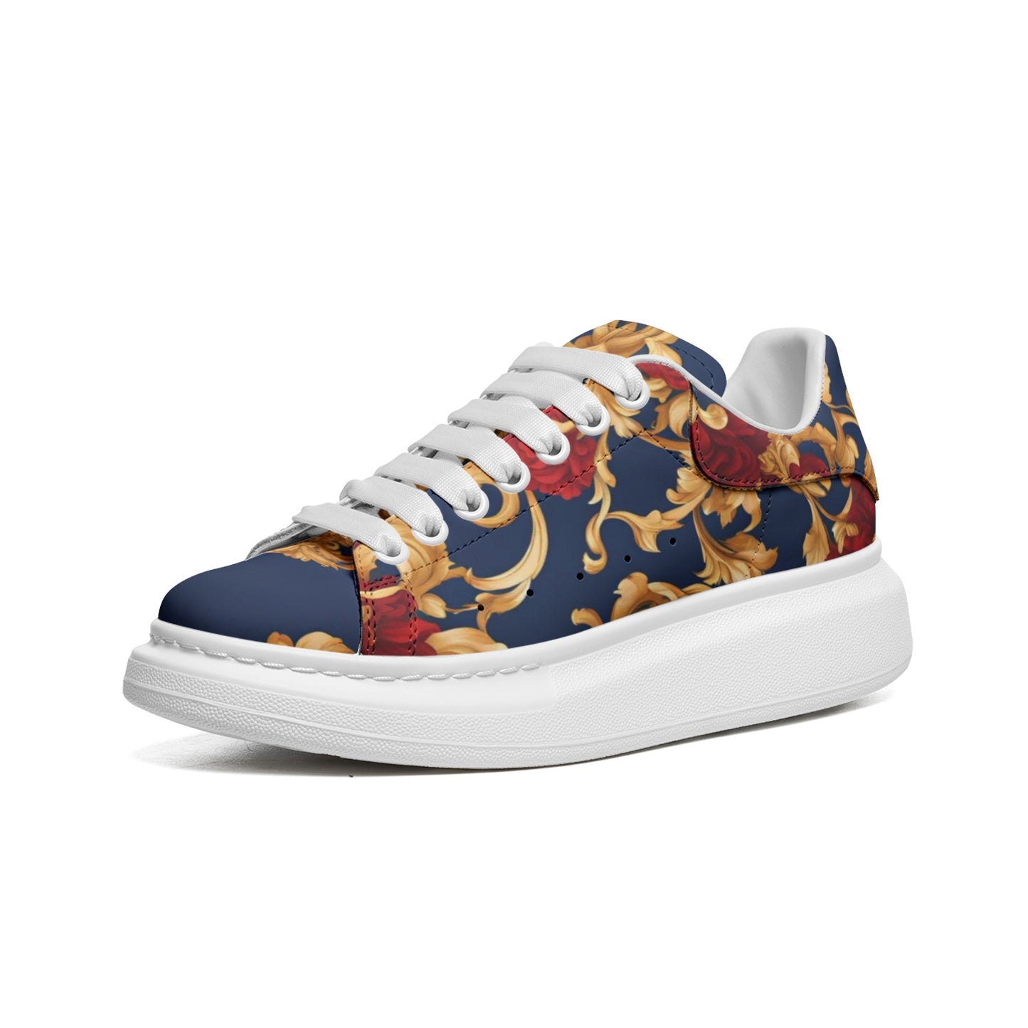 Unisex Non Slip Lace Up Faux Leather Sneakers
