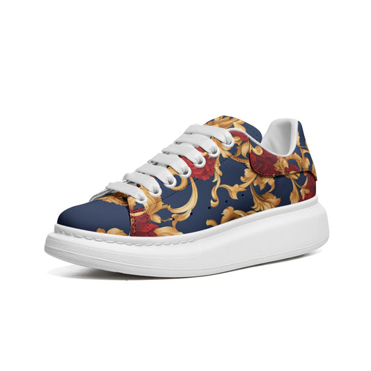 Unisex Non Slip Lace Up Faux Leather Sneakers