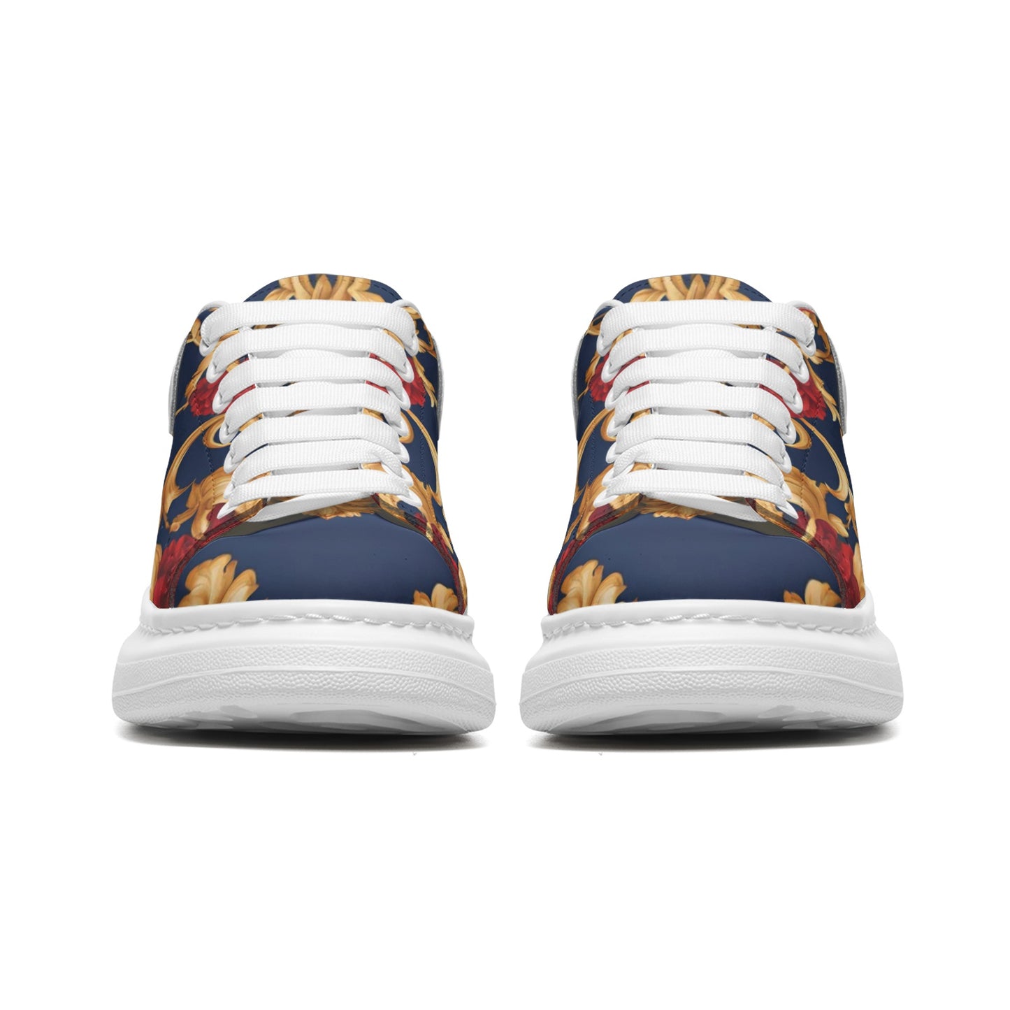 Unisex Non Slip Lace Up Faux Leather Sneakers