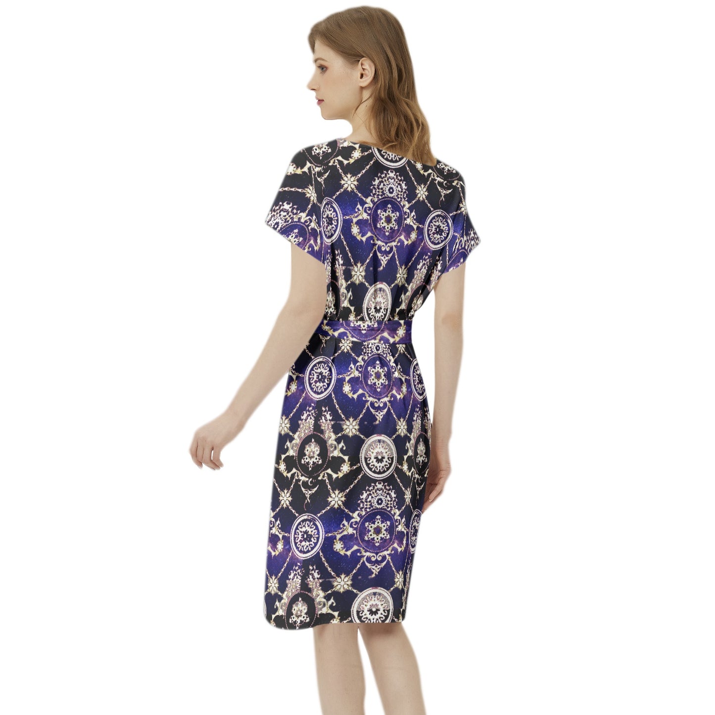 kokorepublic Betwing Seleeve Notch Neck Casual Dress with Belt