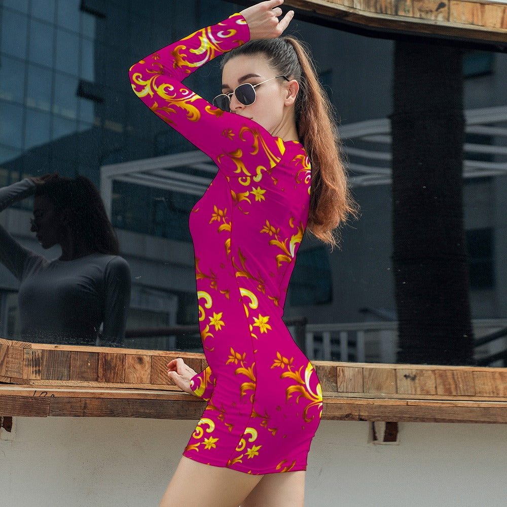 kokorepublic Women's Elegant Long Sleeve Skinny Dress
