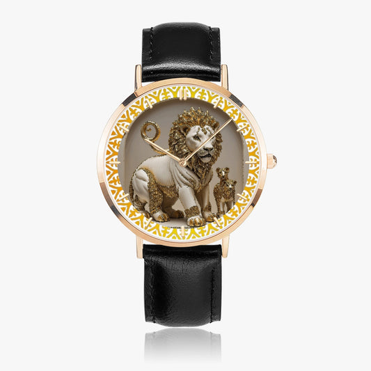 164. Hot Selling Ultra-Thin Leather Strap Quartz Watch (Rose Gold With Indicators)