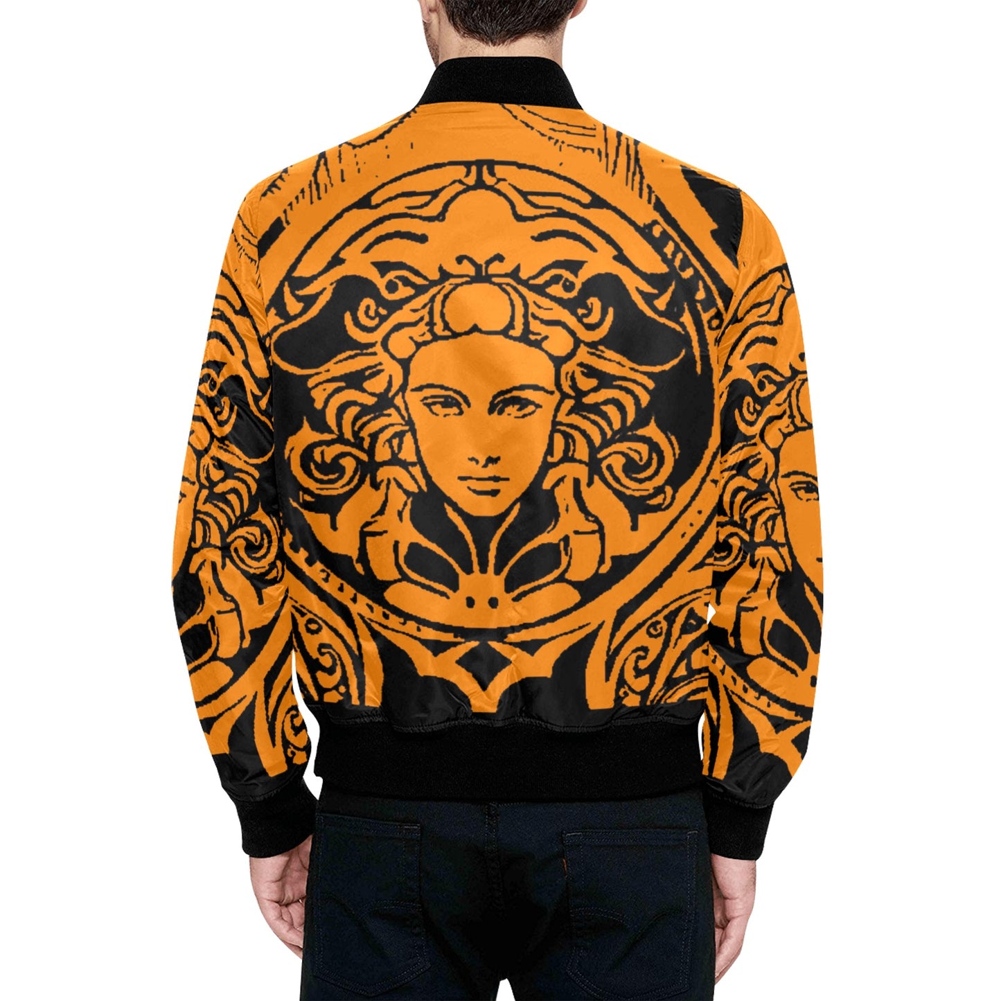 kokorepublic Men's All Over Print Quilted Bomber Jacket(Model H33)