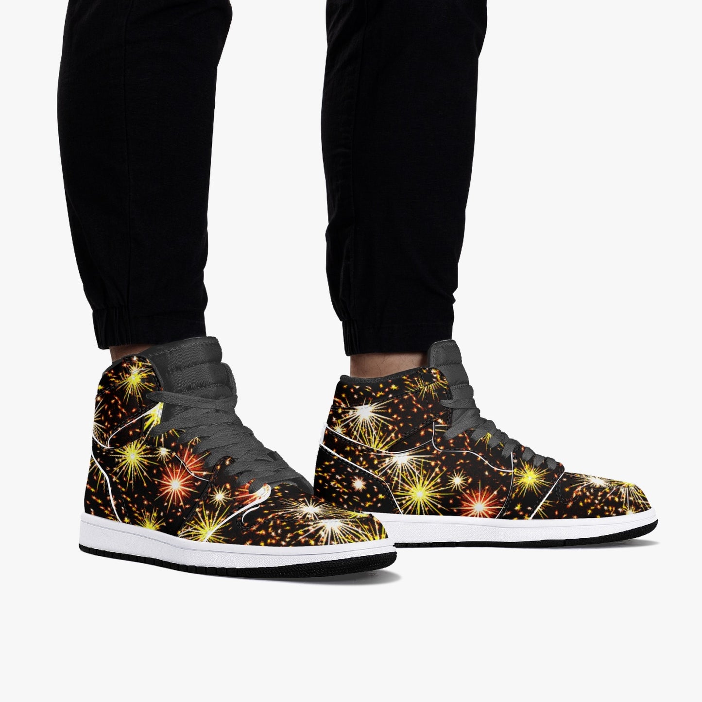 352. AJ1 Black High-Top Leather Sneakers