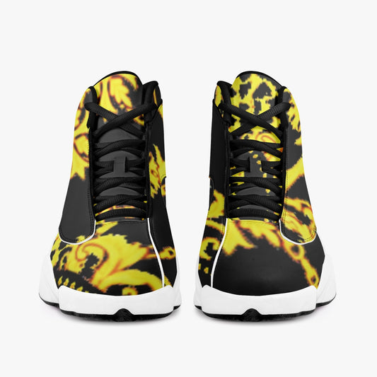 244. AJ13 High-Top Leather Basketball Sneakers - Black