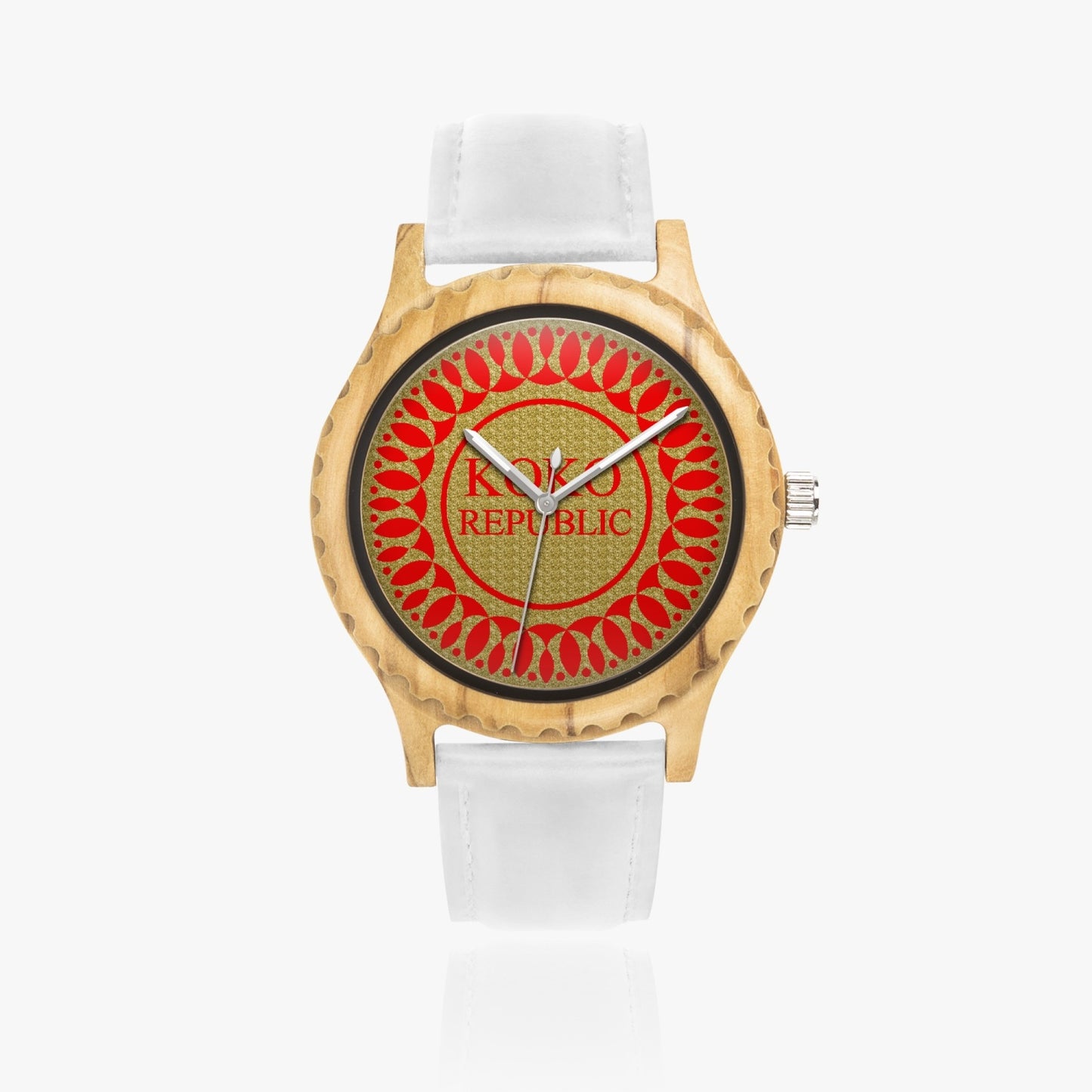 kokorepublic 205. Italian Olive Lumber Wooden Watch - Leather Strap