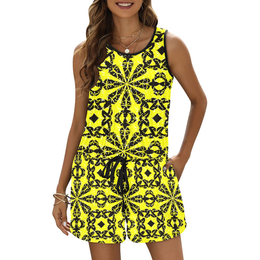 kokorepublic All Over Print Vest Short Jumpsuit (Sets 15)