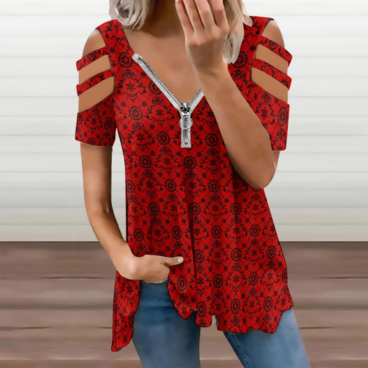 Ladies BE Zip Off Shoulder Top