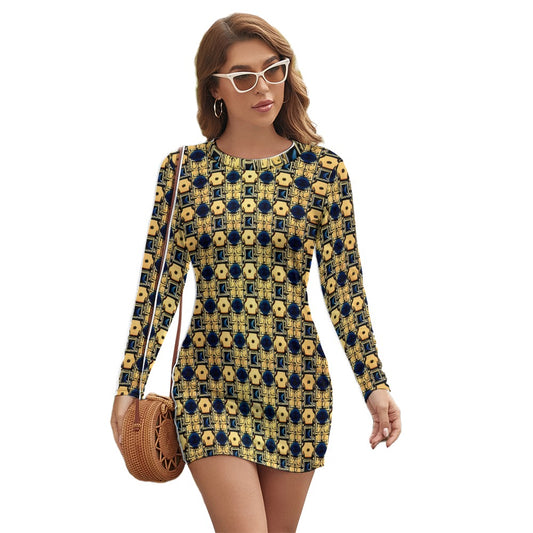 Kokorepublic Women's Long Sleeve Round Neck Slim Dress