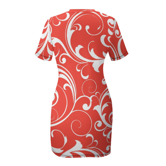 White Crew Neck Short Sleeve Dress