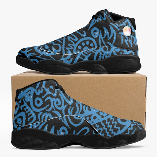 kokorepublic  326. Black Sole High-Top Leather Basketball Sneakers