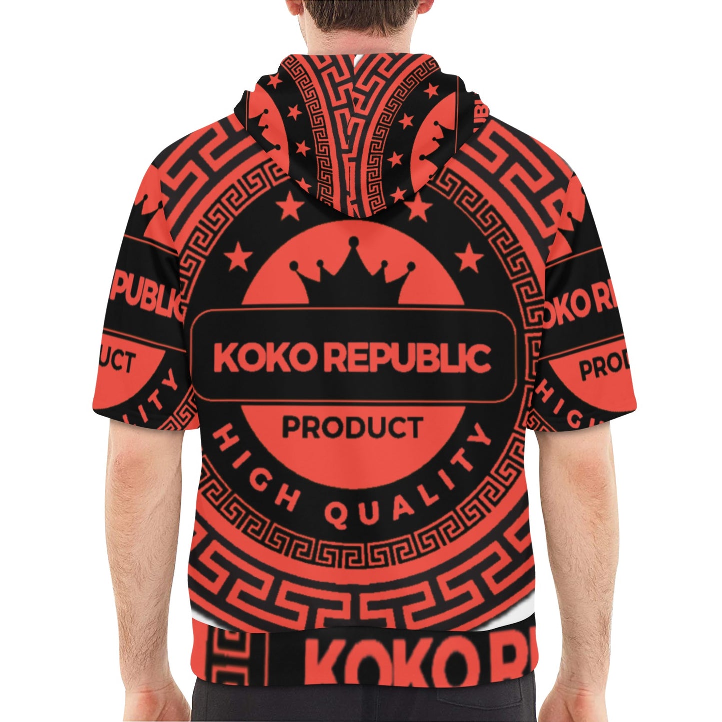 kokorepublic Men's Short Sleeve Fleece Hoodie (H54)