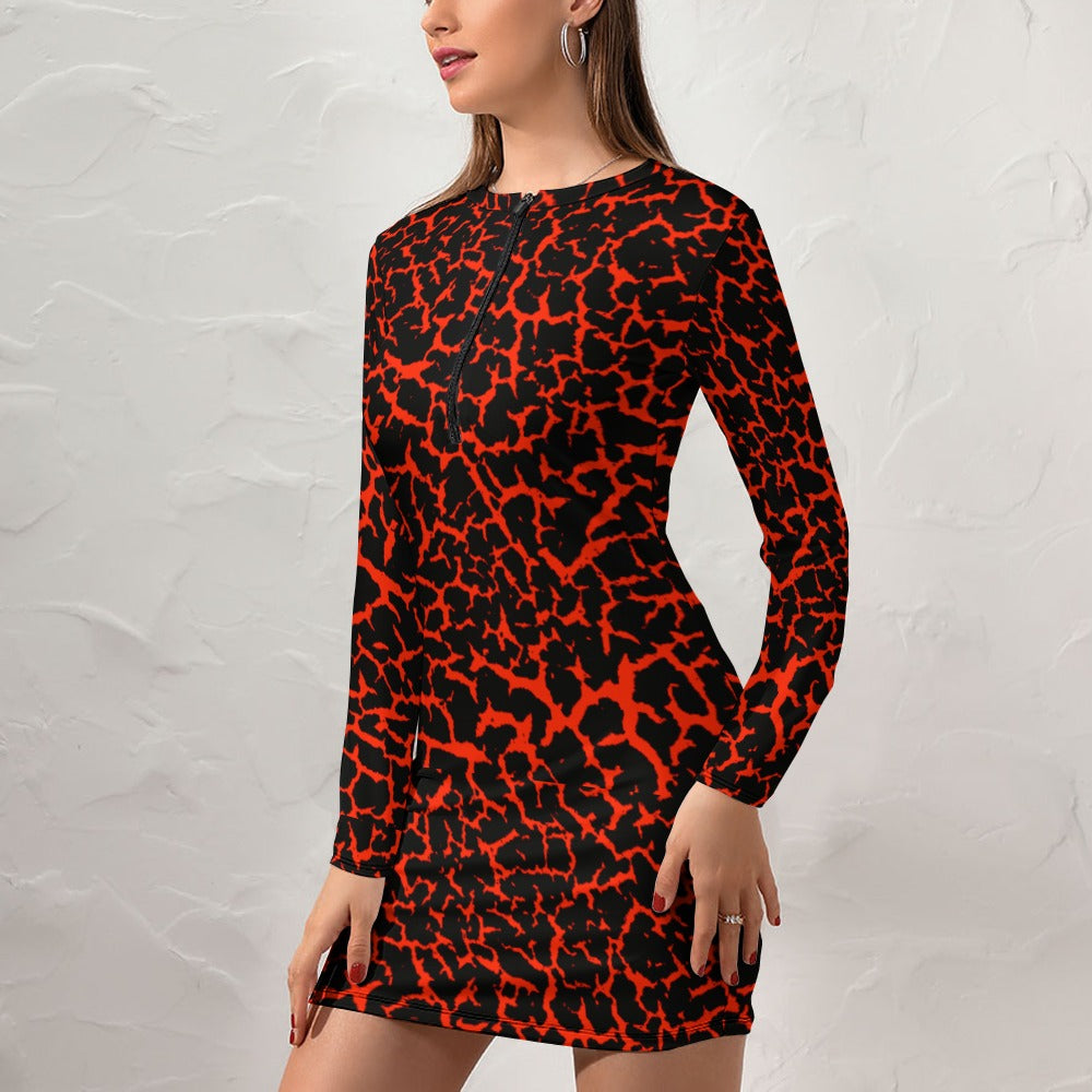 kokorepublic Women's Zipper Long Sleeve Hip Dress