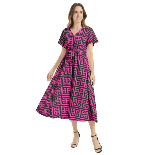 FullbreedCustom Flutter Sleeve Drawstring Waist Flared Dress