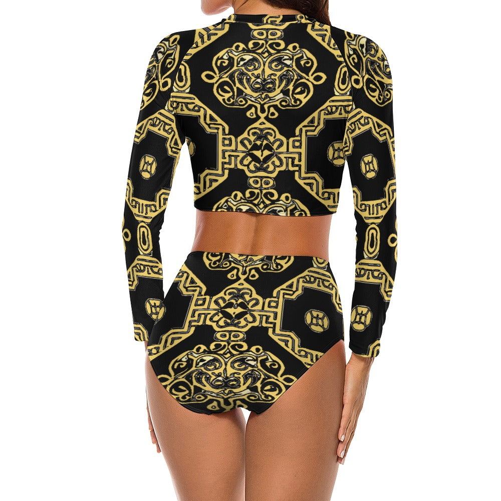 kokorepublic bLong Sleeve Crew Neck Ladies Bikini Swimsuit