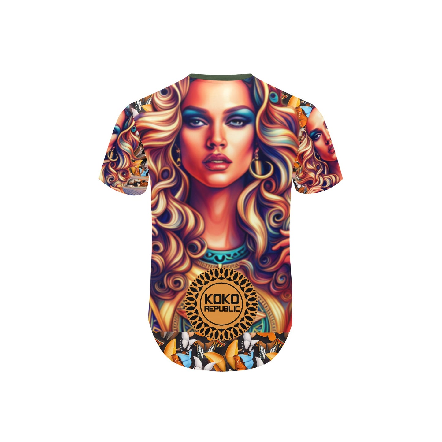 kokorepublic  Men's All Over Print Curved Hem T-Shirt (T76)