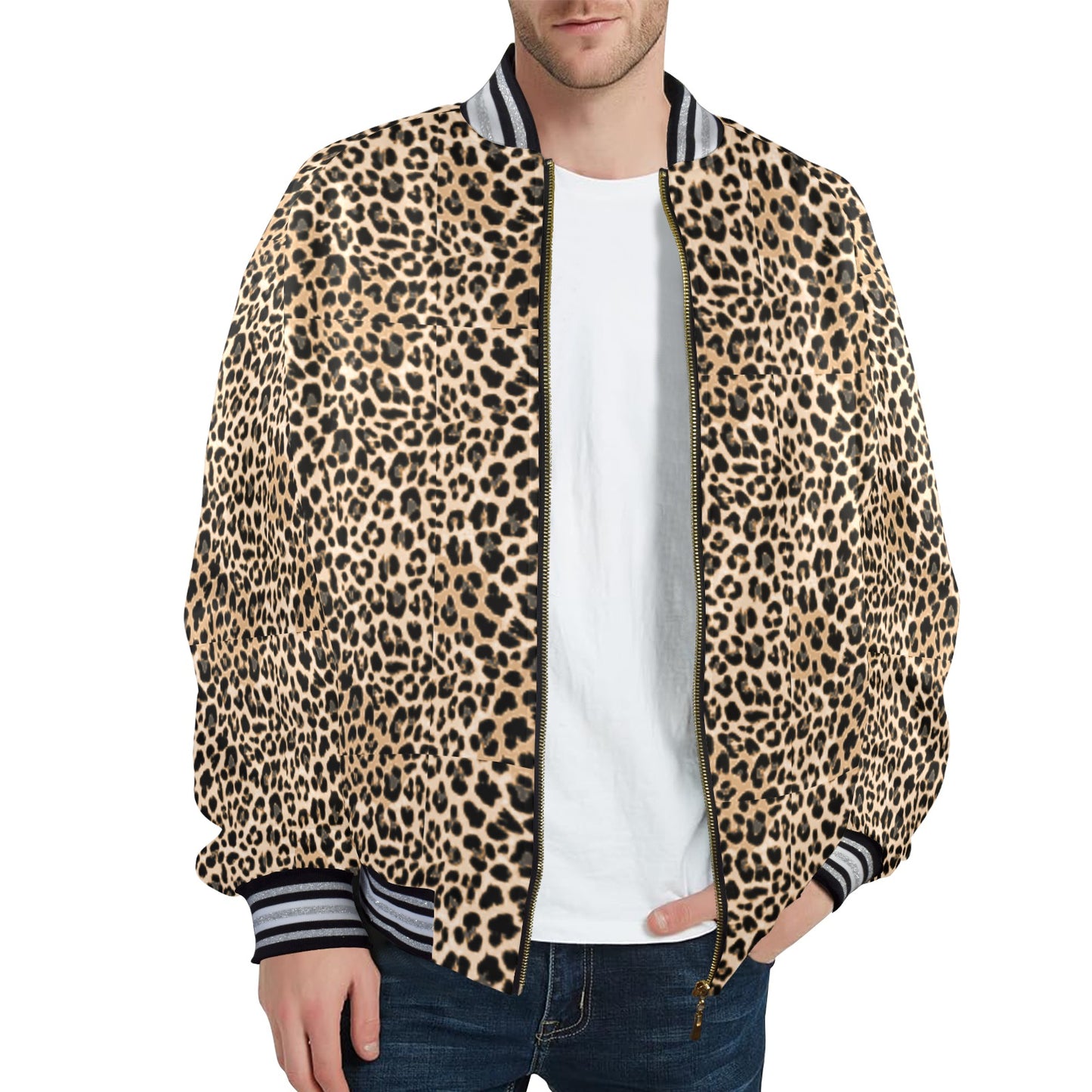 kokorepublic  New Men's Striped Trim Bomber Jacket