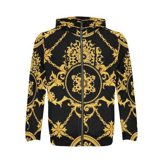Men's All Over Print Full Zip Hoodie (Model H14)