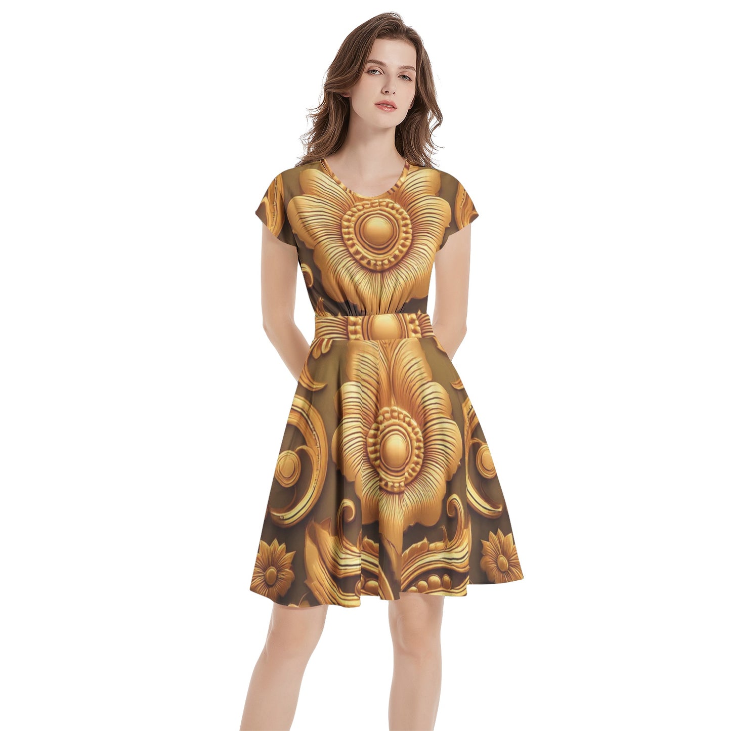 FullbreedCustom Short Sleeve  Casual A-Line Midi Dress
