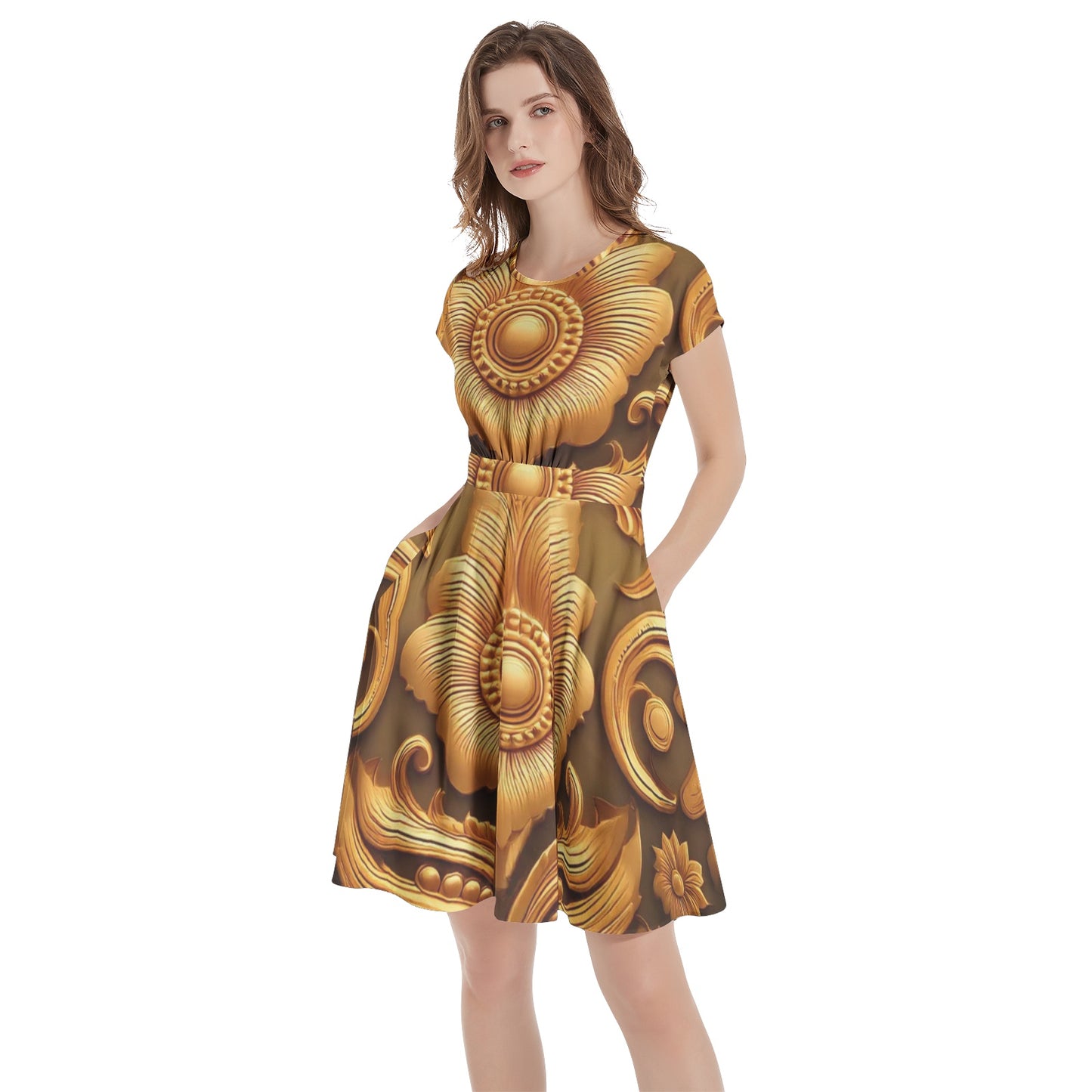 FullbreedCustom Short Sleeve  Casual A-Line Midi Dress