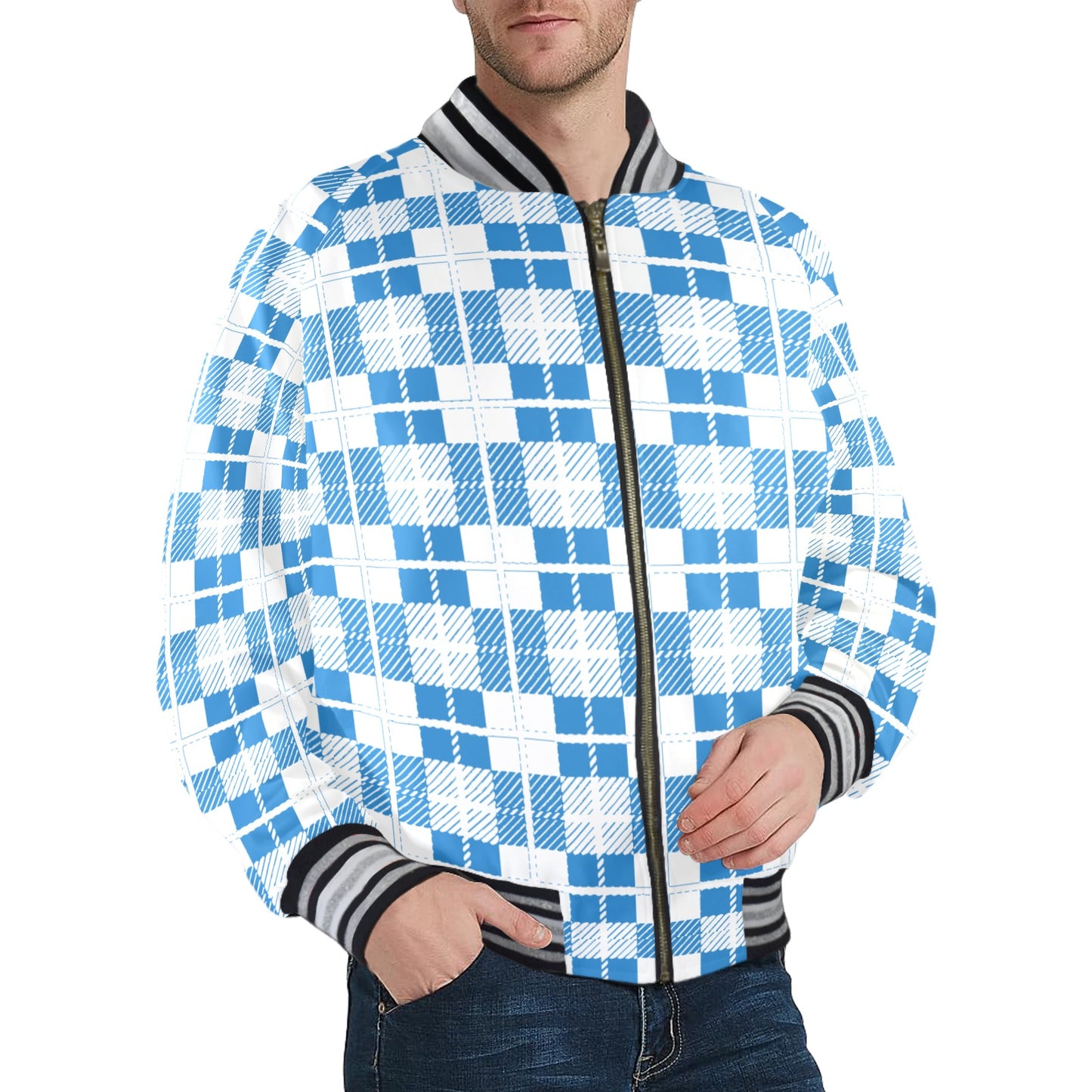 kokorepublicNew Men's Striped Trim Bomber Jacket