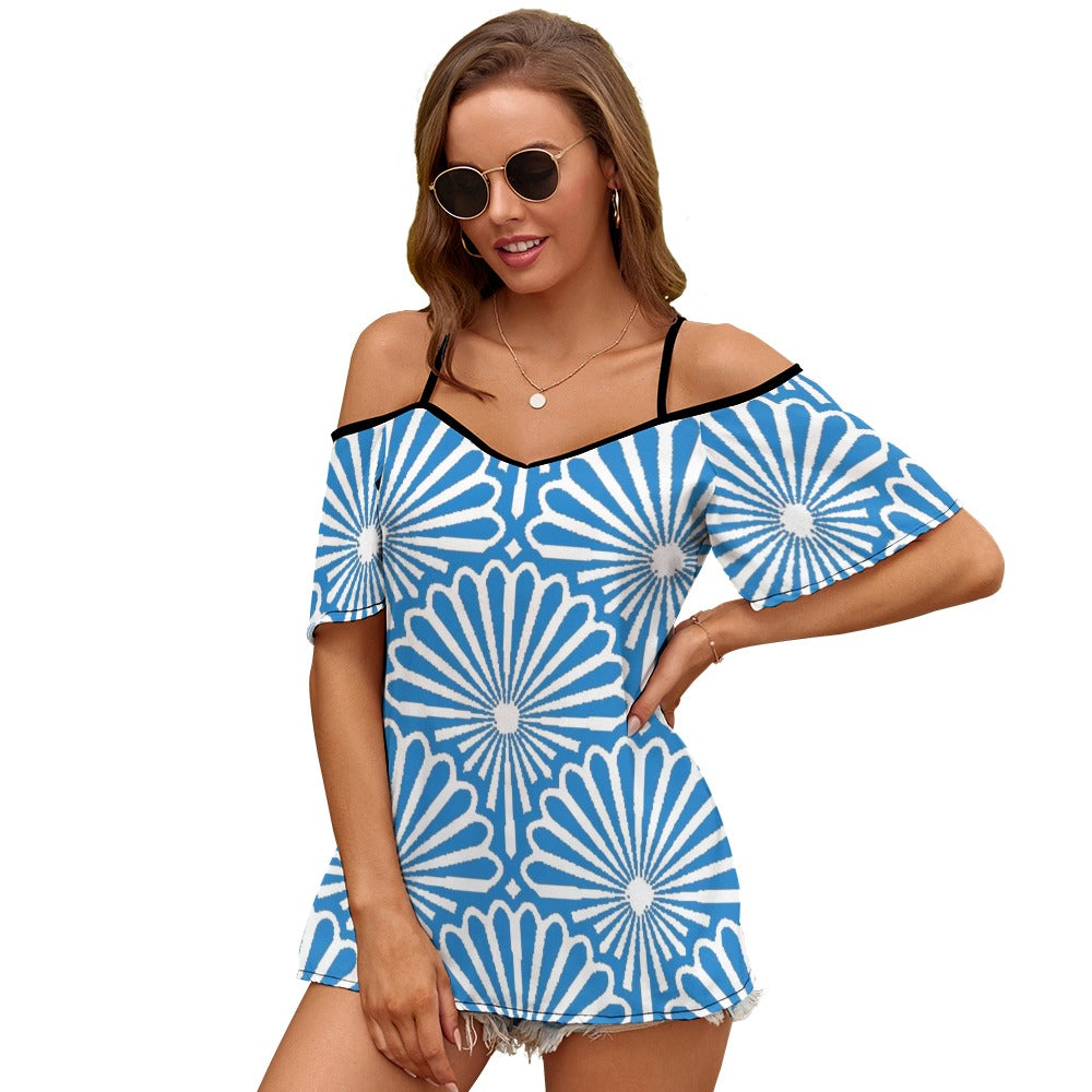 Casual Ladies Off Shoulder Sling Short Sleeve Top