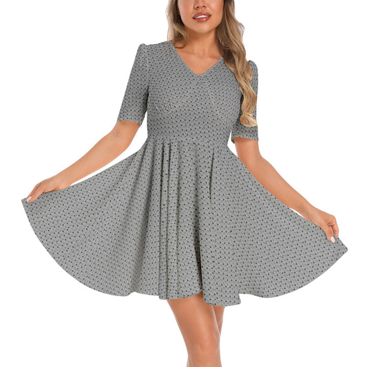 FullbreedCustom Short Sleeve Ruched Bust Flared Hem Dress