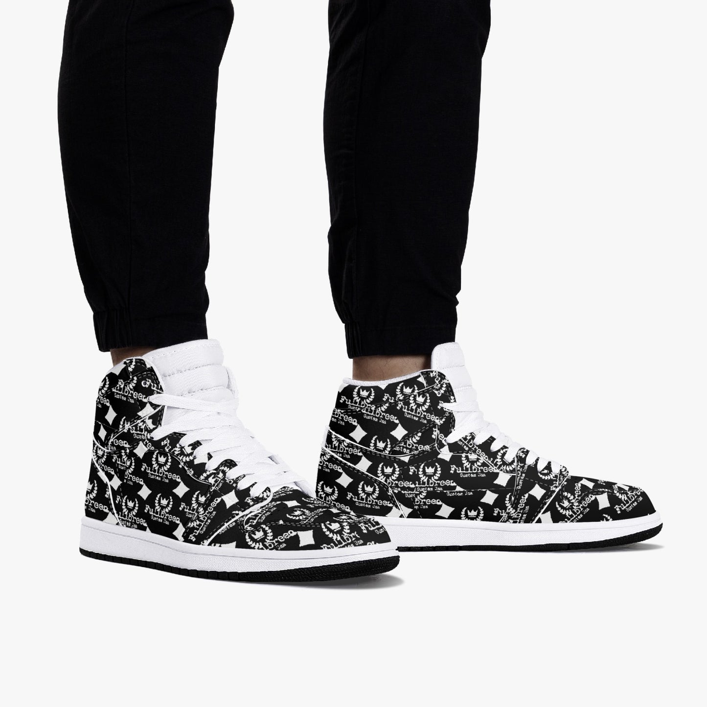 kokorepublic 352. AJ1 Black High-Top Leather Sneakers