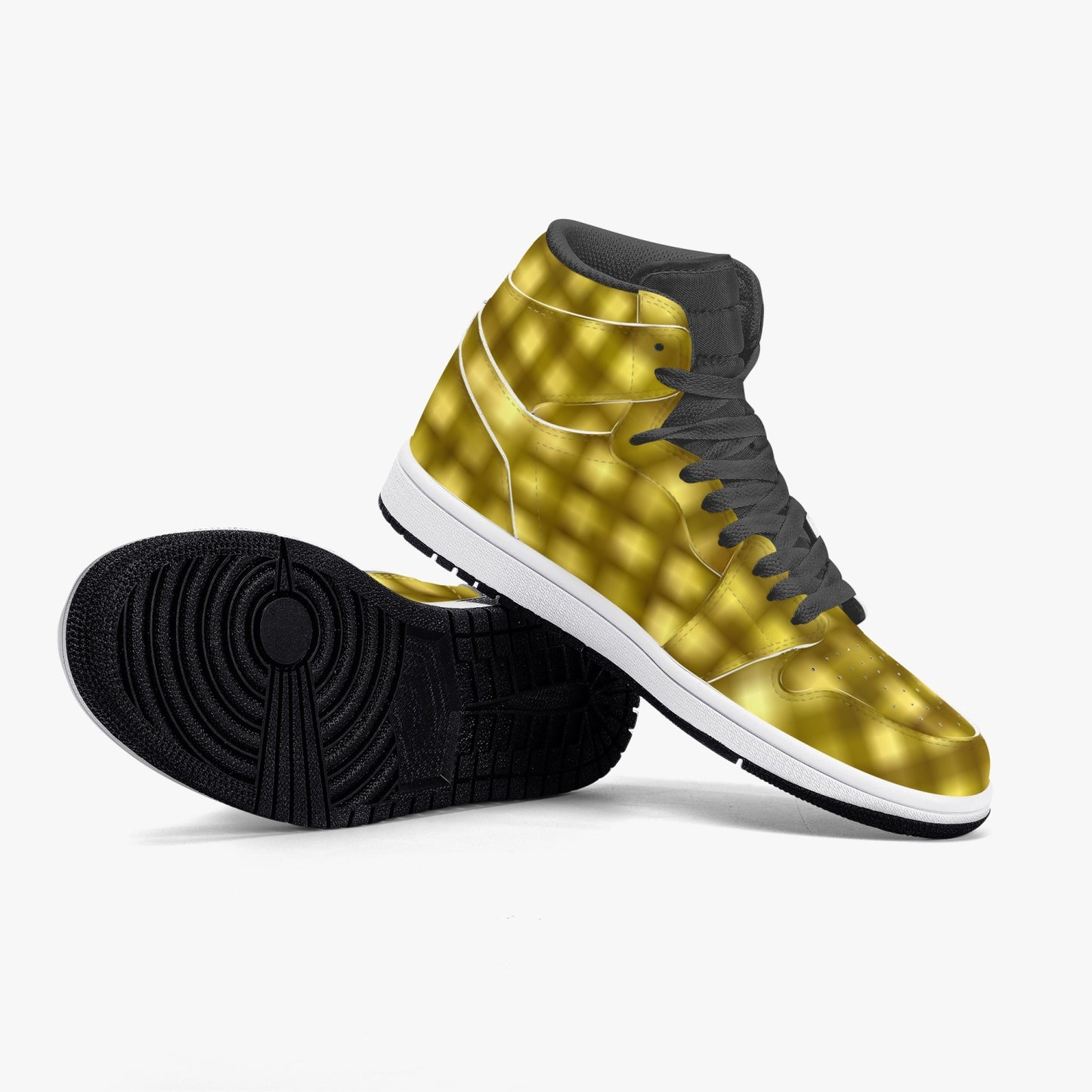 352. AJ1 Black High-Top Leather Sneakers
