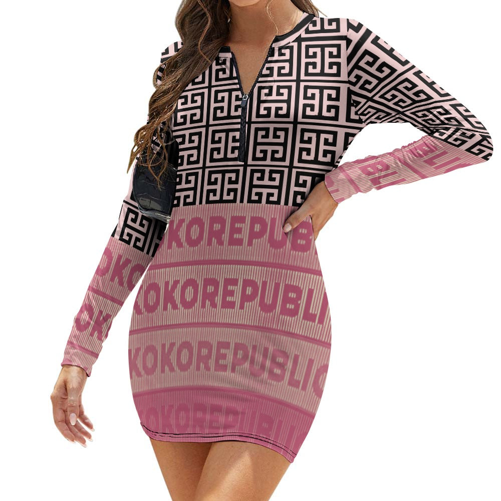 kokorepublic Women's Zipper Long Sleeve Hip Dress