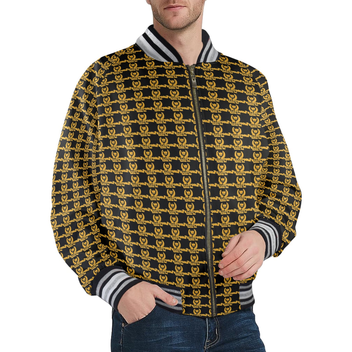 kokorepublic   New Men's Striped Trim Bomber Jacket