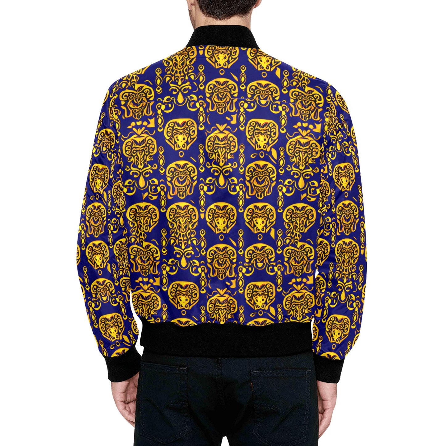 Kokorepublic Men's All Over Print Quilted Bomber Jacket(Model H33)