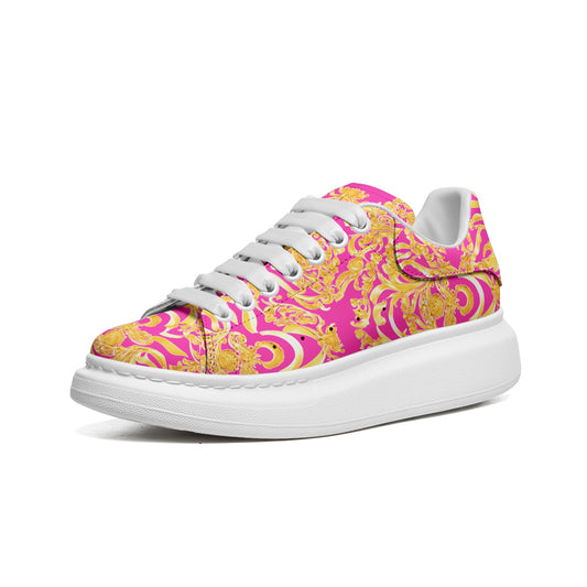 fullbreedcustom Unisex Non Slip Lace Up Faux Leather Sneakers