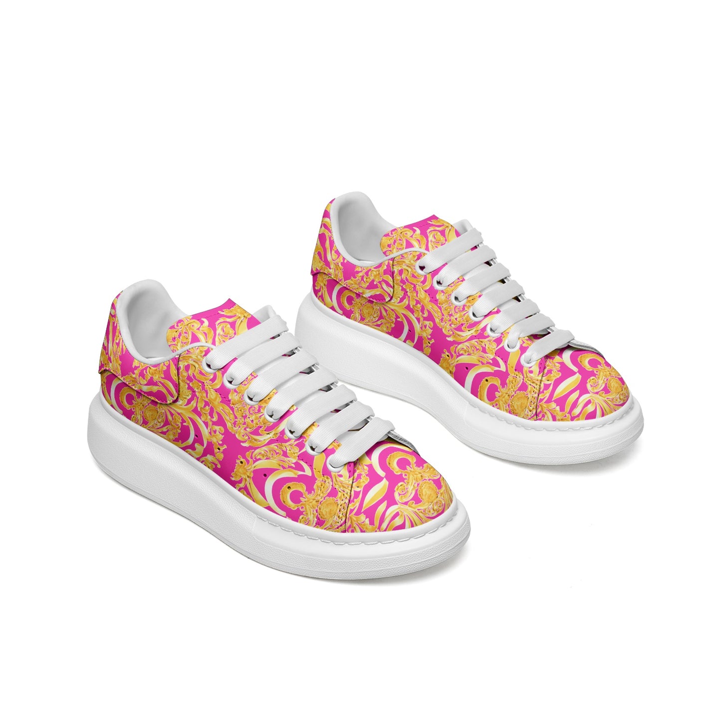 fullbreedcustom Unisex Non Slip Lace Up Faux Leather Sneakers