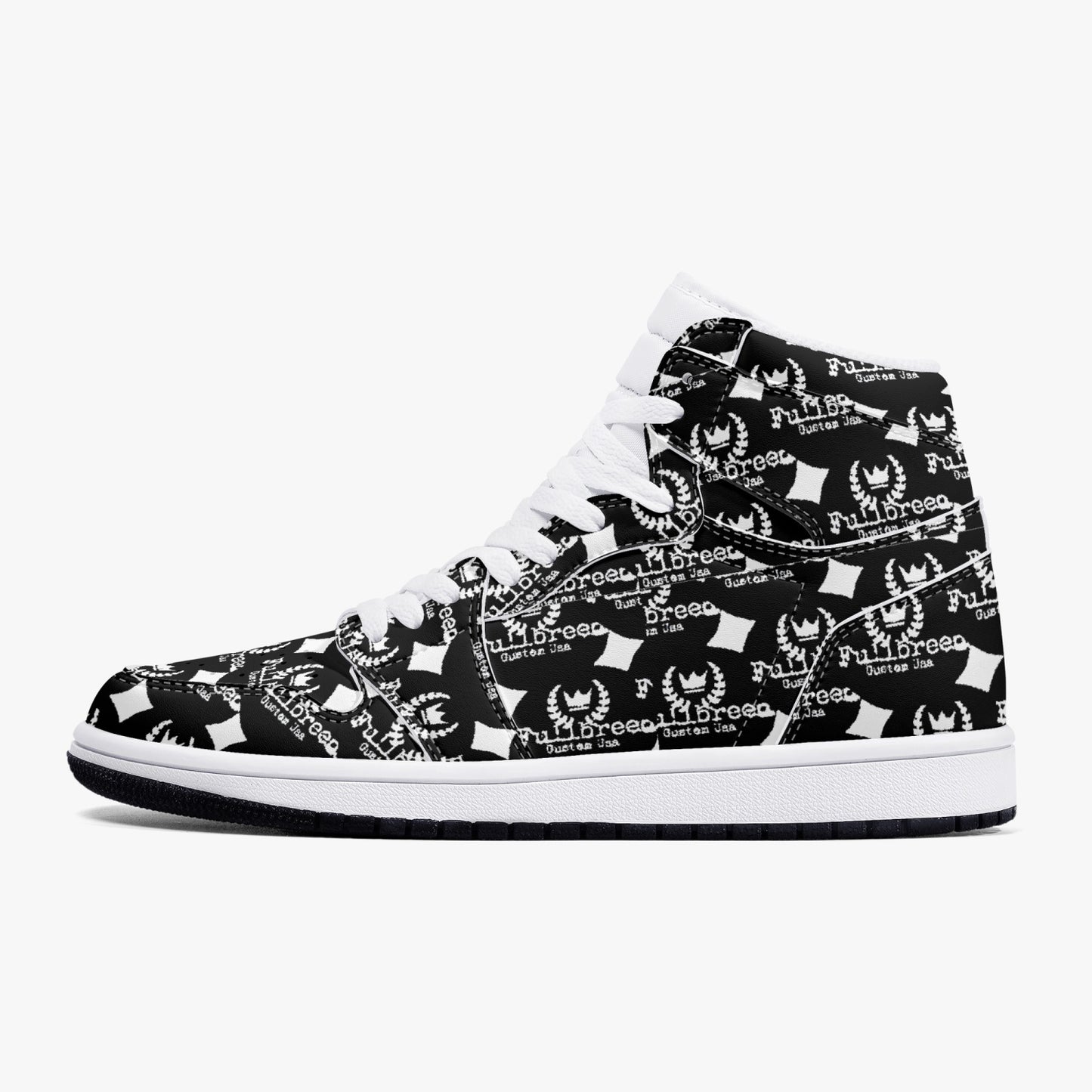 kokorepublic 352. AJ1 Black High-Top Leather Sneakers
