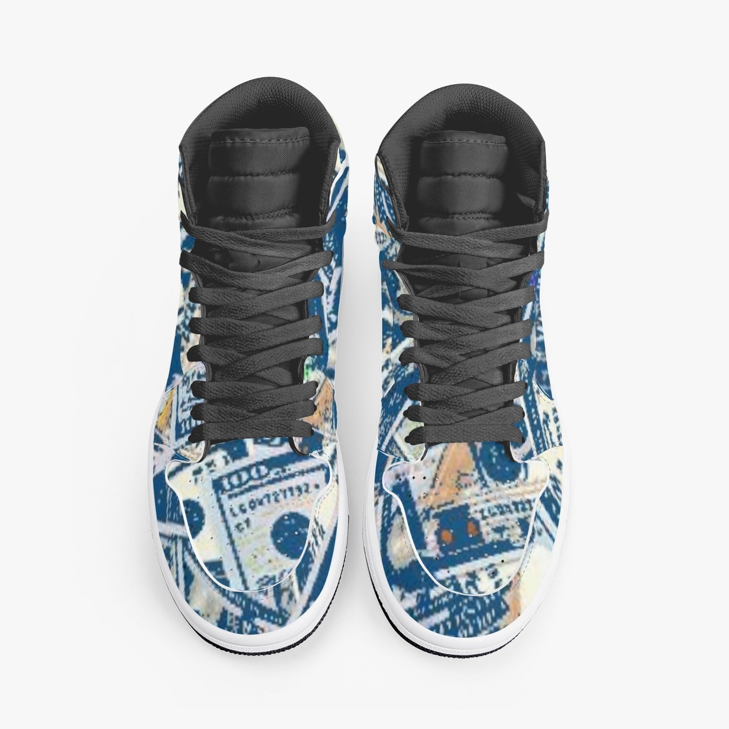 352. AJ1 Black High-Top Leather Sneakers