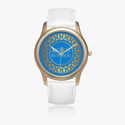 kokorepublic 150. Stylish Leather Strap Classic Quartz Watch (Gold)
