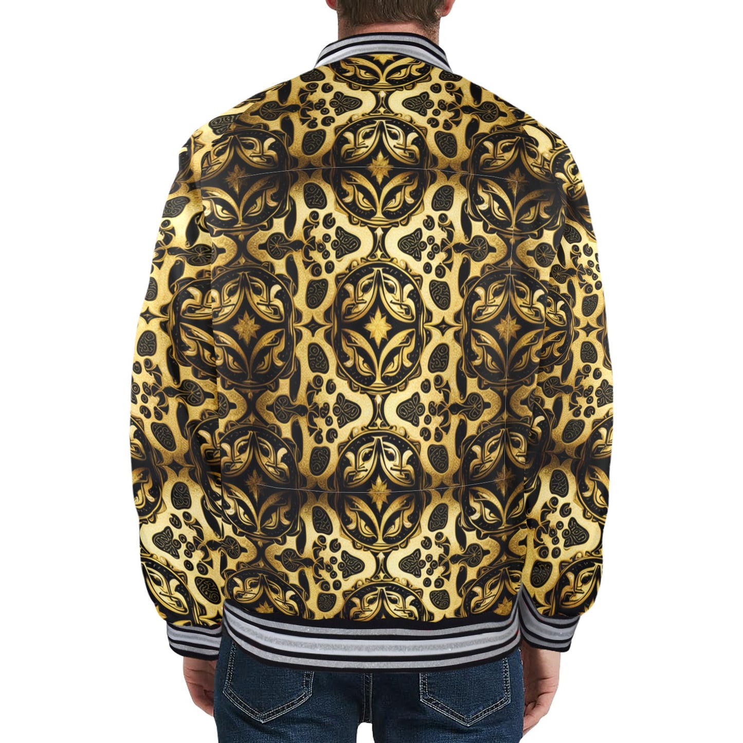 kokorepublicboutique New Men's Striped Trim Bomber Jacket