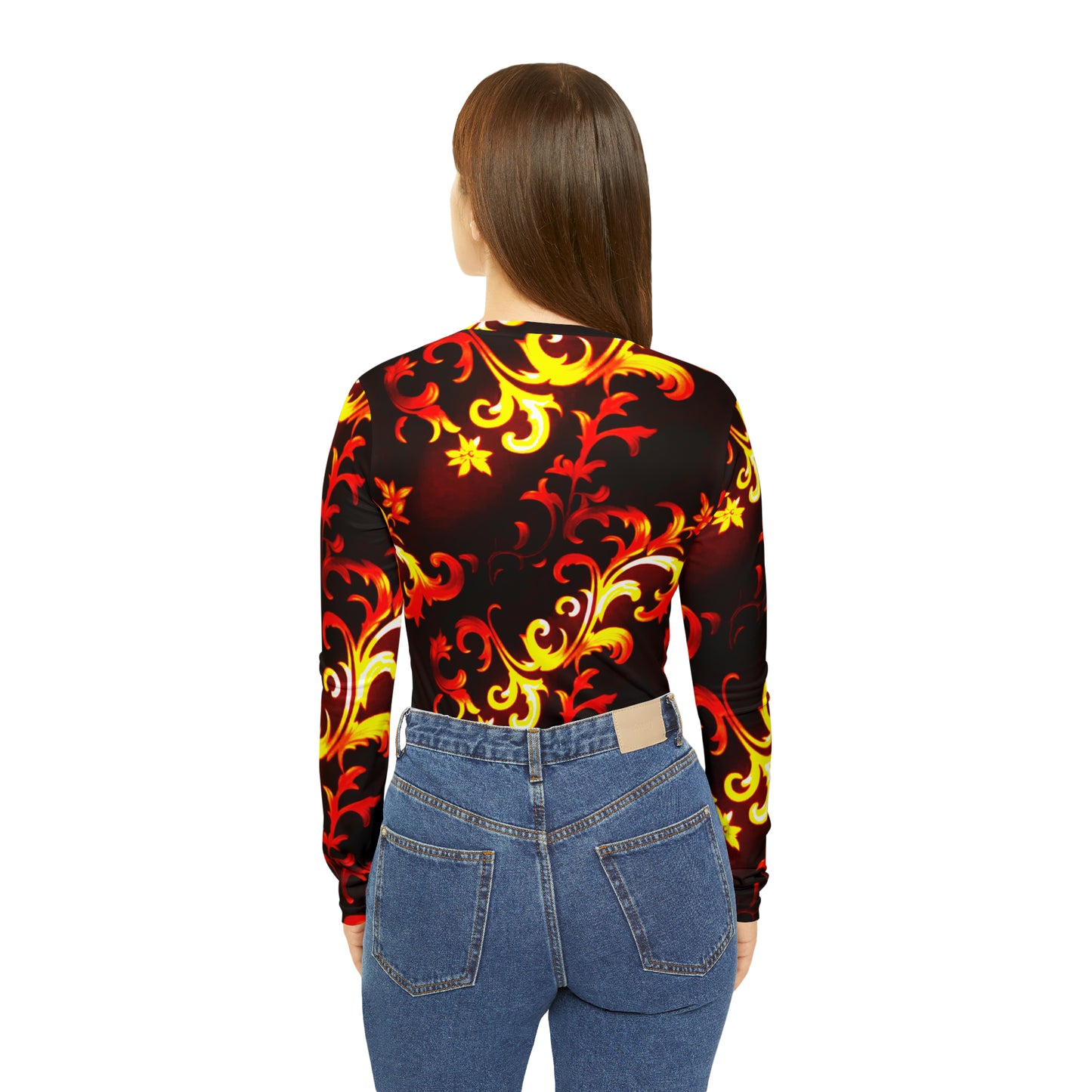 kokorepublic Women's Long Sleeve V-neck Shirt (AOP)
