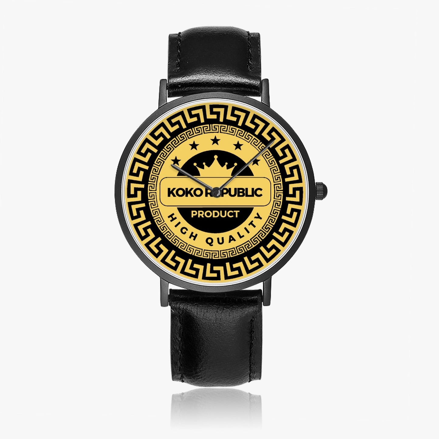 kokorepublic 160. Hot Selling Ultra-Thin Leather Strap Quartz Watch (Black)