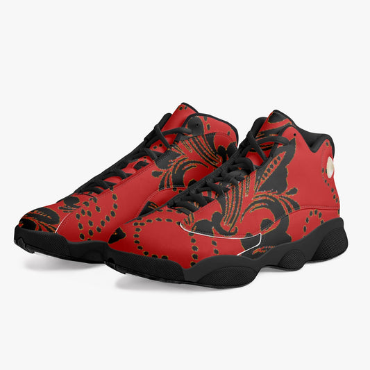 326. Black Sole High-Top Leather Basketball Sneakers