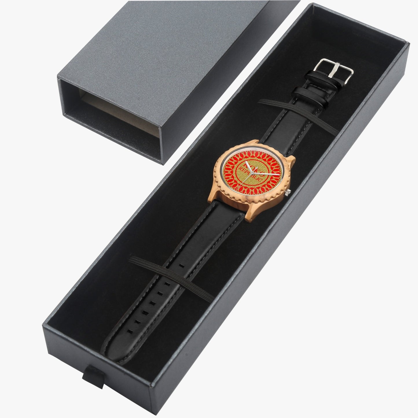 kokorepublic 205. Italian Olive Lumber Wooden Watch - Leather Strap
