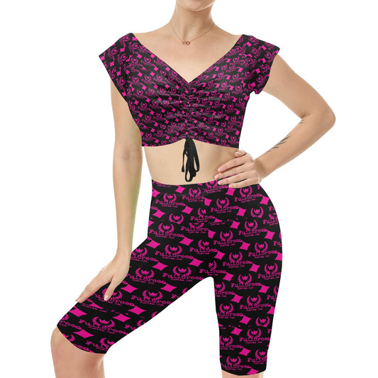 kokorepublic Women's Crop Top Yoga Set(Sets 06)