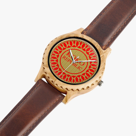 kokorepublic 205. Italian Olive Lumber Wooden Watch - Leather Strap