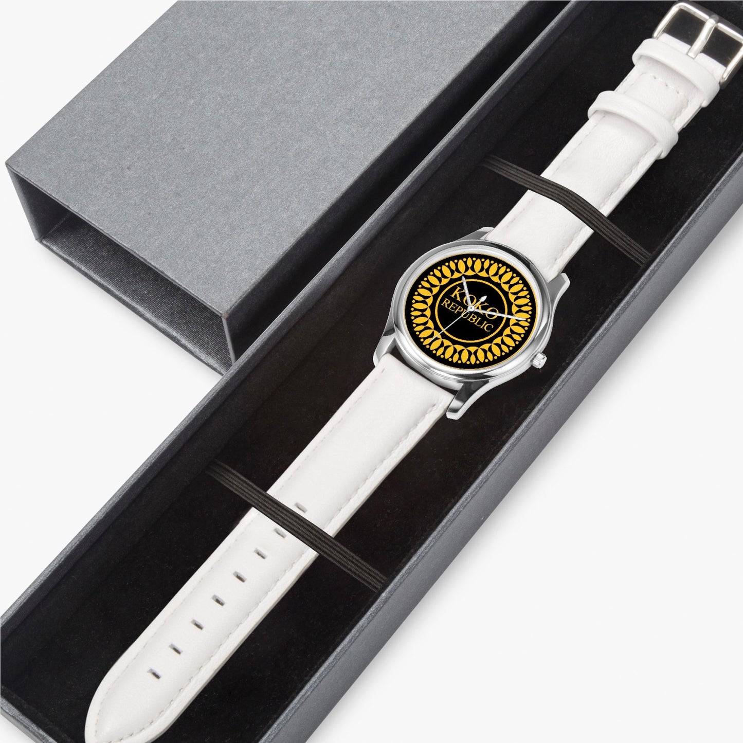kokorepublic 152. Stylish Leather Strap Classic Quartz Watch (Silver)