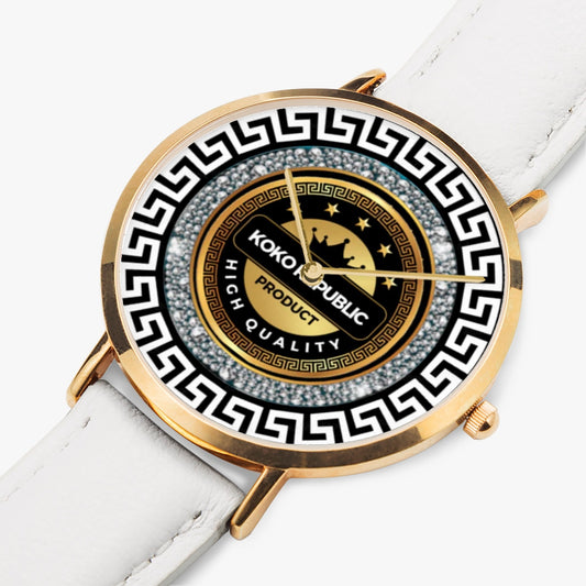 kokorepublic 161. Hot Selling Ultra-Thin Leather Strap Quartz Watch (Rose Gold)
