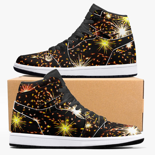 352. AJ1 Black High-Top Leather Sneakers
